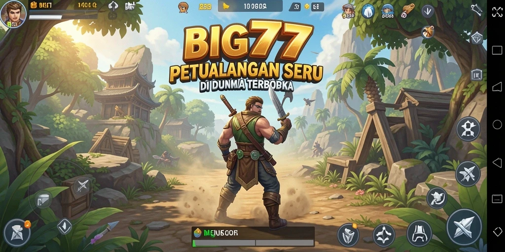 Screenshot BIG77 menampilkan aksi petualangan di dunia terbuka.