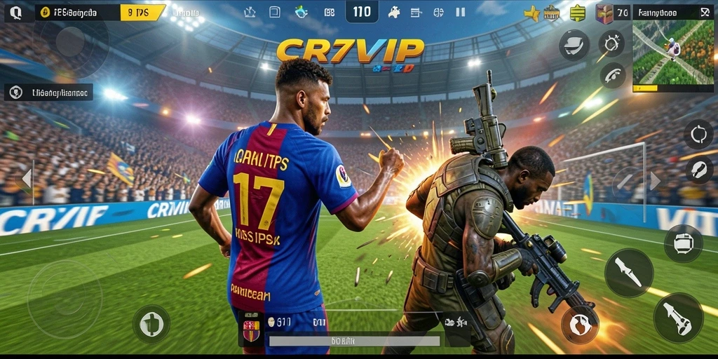 Tangkapan layar utama CR7VIP menampilkan aksi seru dalam gameplay TPS.