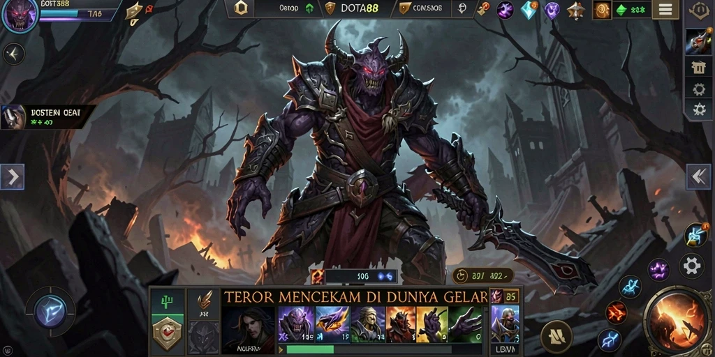 Tampilan mencekam dari gameplay DOTA88 dengan elemen horror.