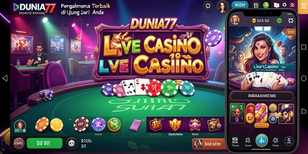Tampilan antarmuka gameplay Live Casino DUNIA77 yang menarik dan interaktif.