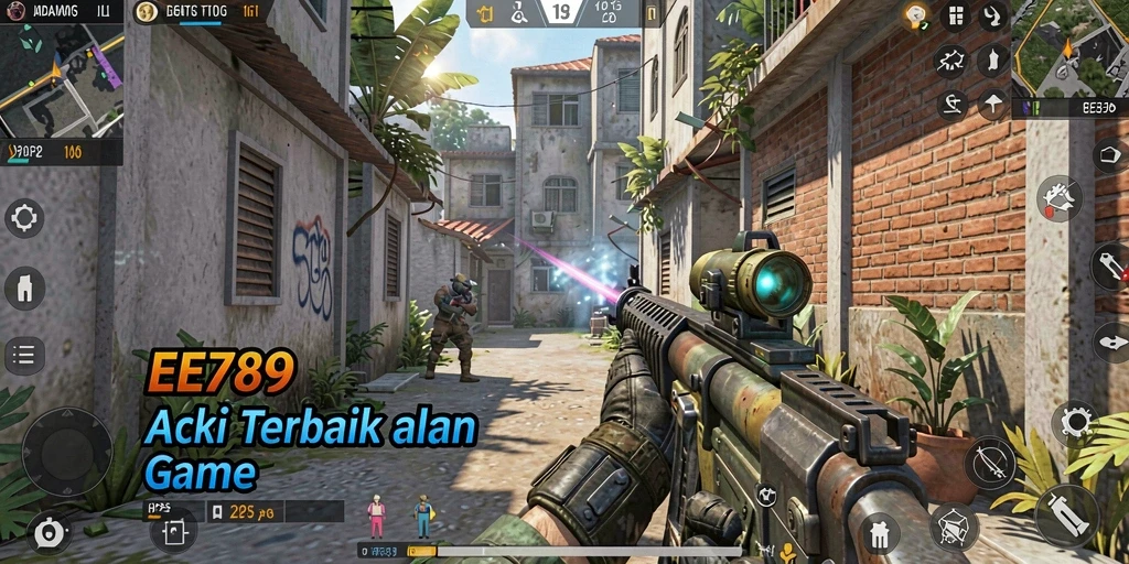 Screenshot gameplay EE789 menampilkan aksi pertempuran yang intens.