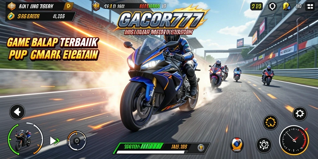 Tampilan gameplay GACOR777 yang mendebarkan saat balapan motor.