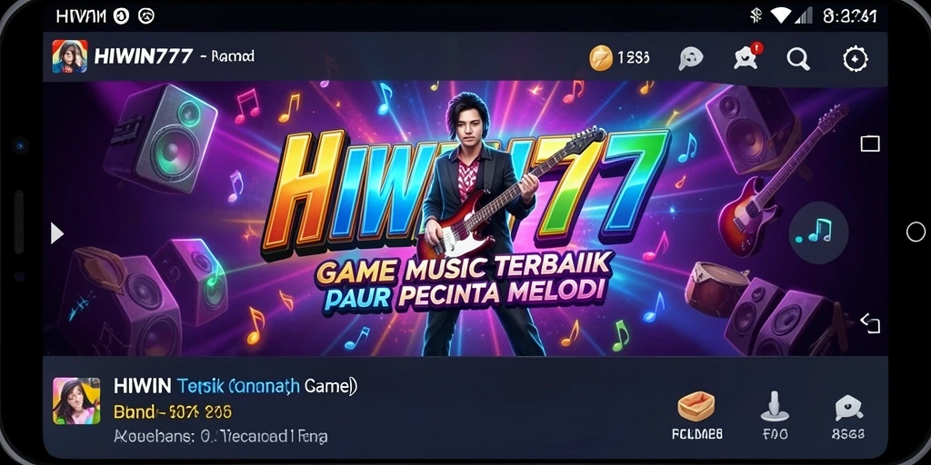 Tampilan screenshot utama HIWIN777 menampilkan fitur gameplay musik yang menarik.