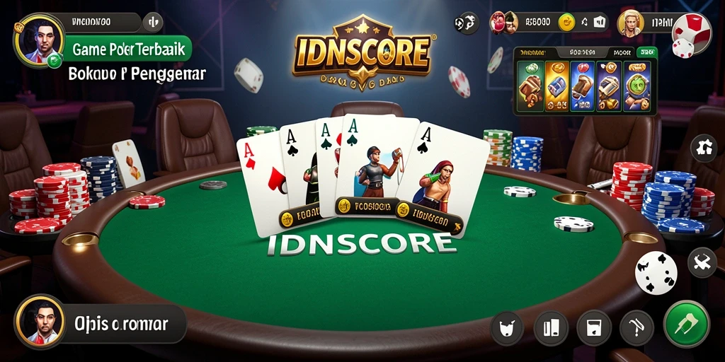 Tampilan gameplay menarik dari IDNSCORE saat bermain poker.