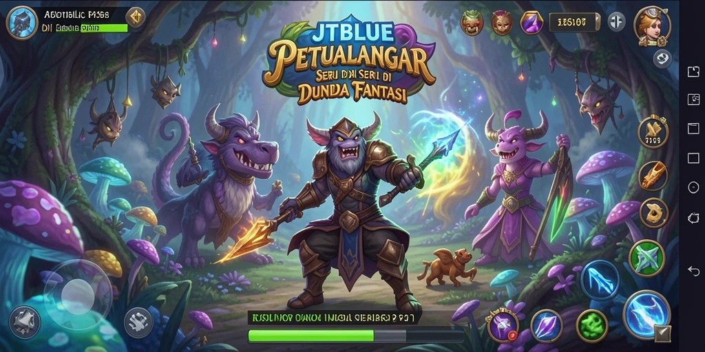 Tangkapan layar utama dari gameplay JTBLUE yang menampilkan dunia petualangan.