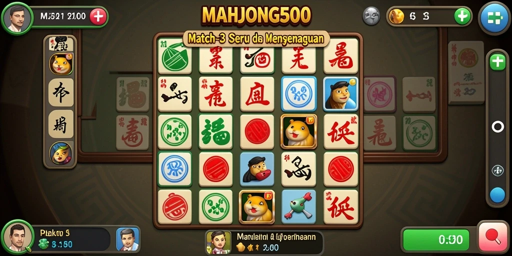 Tangkapan layar gameplay Match-3 yang menarik di MAHJONG500.