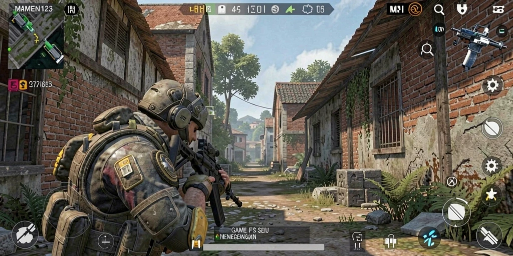 Tampilan gameplay intens di MAMEN123 dengan aksi tembak-menembak yang mendebarkan.