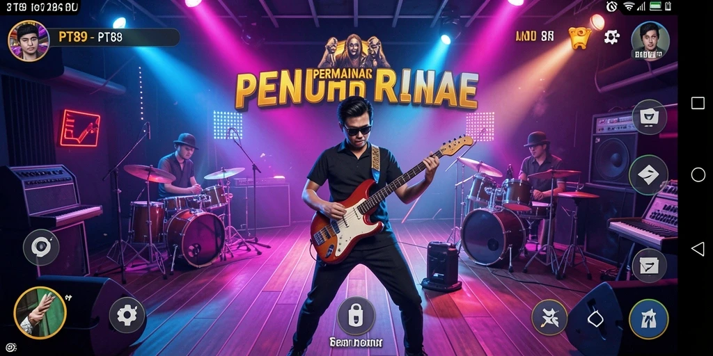 Tampilan gameplay seru PT89 dengan berbagai level musik yang menantang.