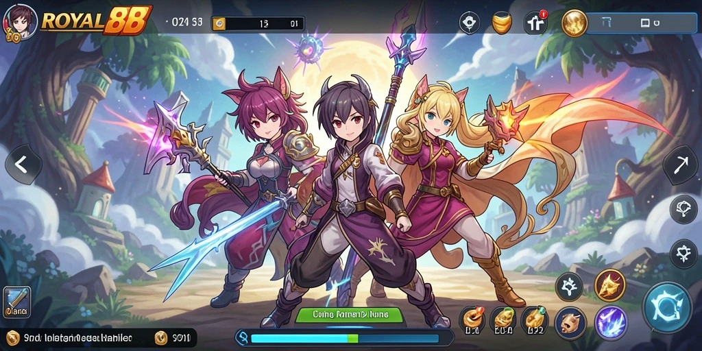 Tampilan menarik dari gameplay ROYAL88 dengan karakter anime.