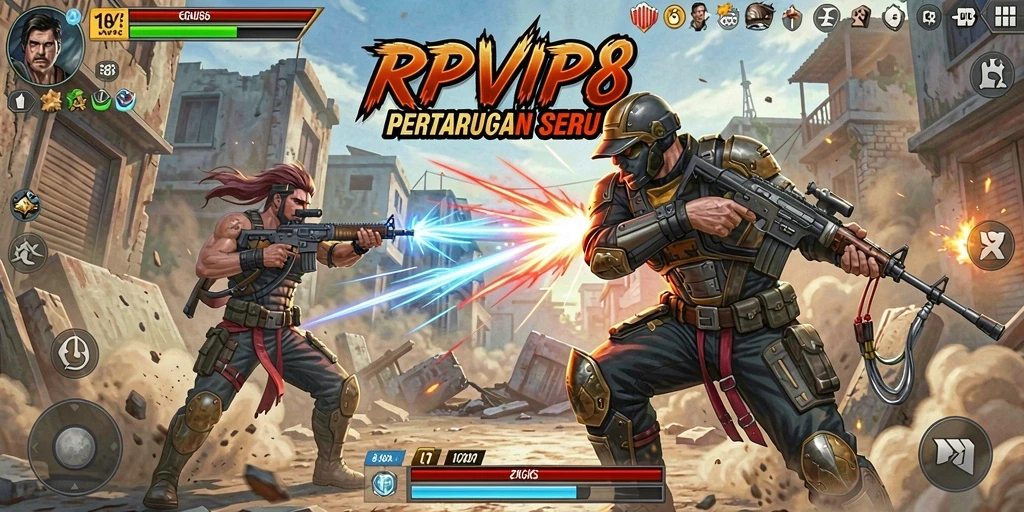 Tampilan menegangkan dari pertarungan dalam RPVIP8.