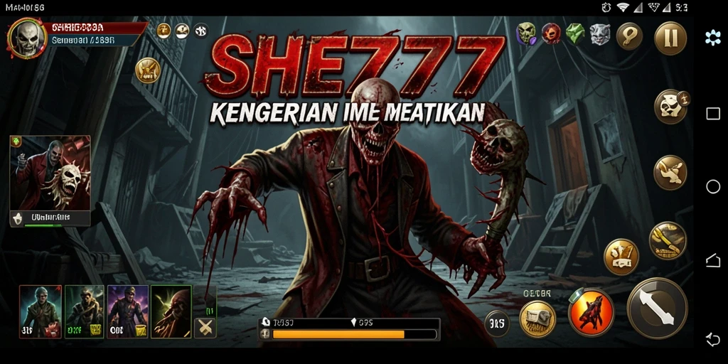 Screenshot utama menunjukkan gameplay intens dan menegangkan dari SHE777.