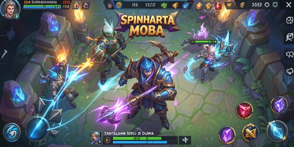 Gameplay MOBA menarik dengan pertarungan epik dan strategi tim.