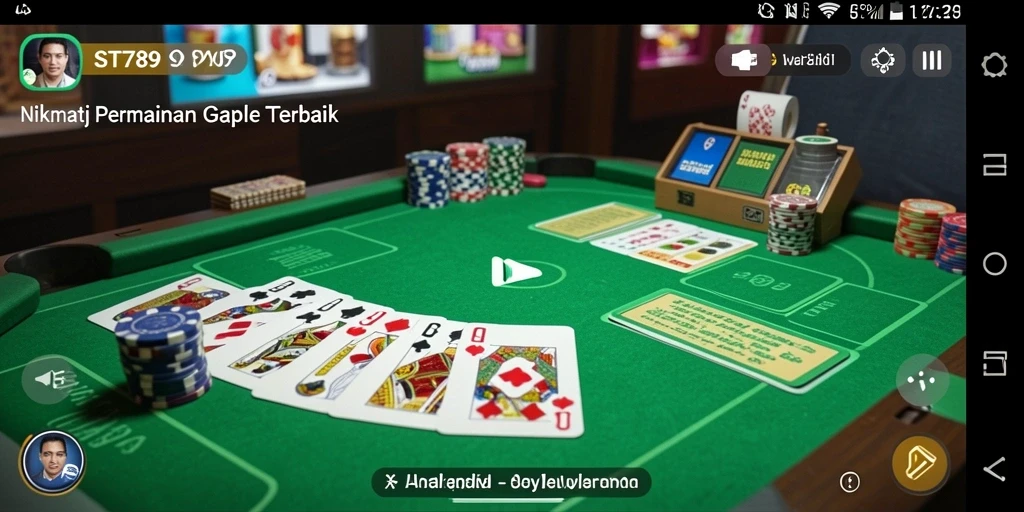 Tampilan gameplay ST789 yang menarik dan interaktif ketika bermain Gaple.
