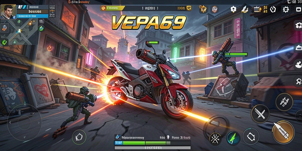 Tampilan gameplay VESPA69 yang menantang dan strategis.