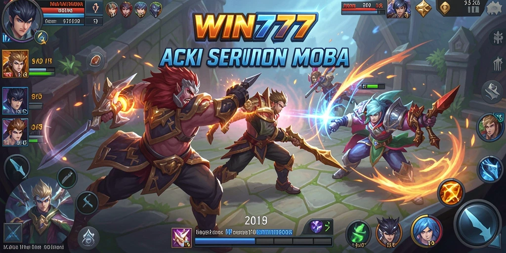 Tampilan menarik dari gameplay seru WIN777 di arena MOBA.