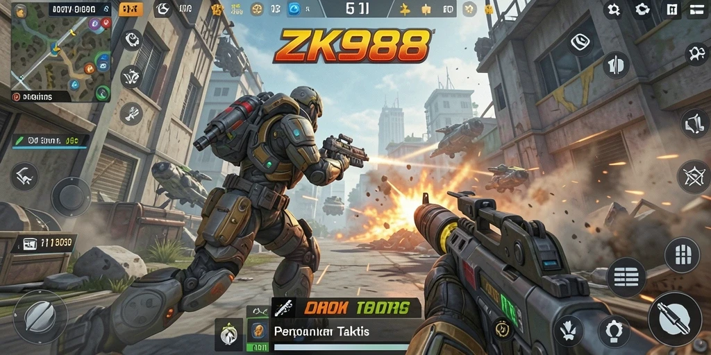 Gameplay mendebarkan dalam ZK988 dengan aksi TPS yang intens.
